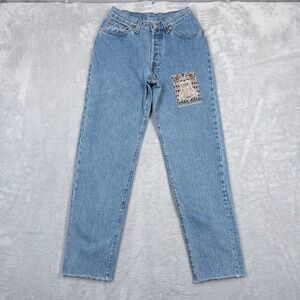 Vintage 90s Levis 501 Jeans 23x27 Women 5 S Light Blue Raw Hem Patch Made in USA